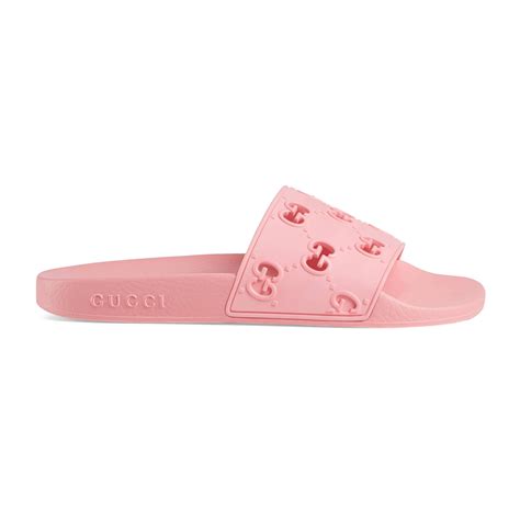 gucci logo slide pink rubber|Gucci rubber pursuit g slides.